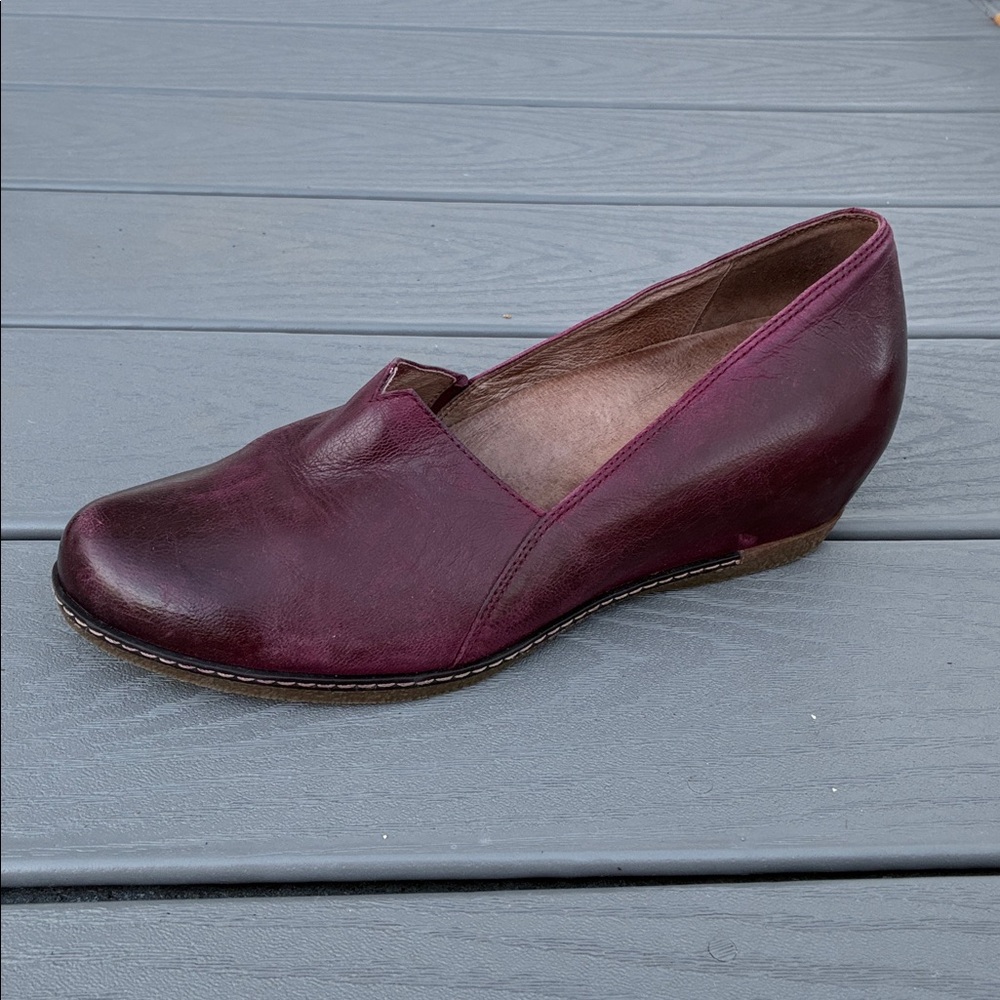 Dansko Liliana Nubuck Leather Wedge Shoes Burgundy/Purple EU 40/US 9.5-10